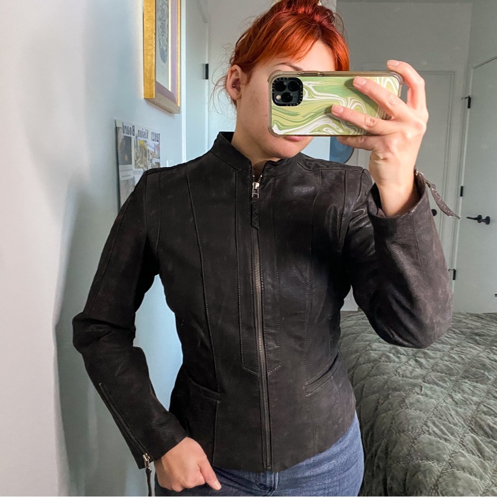 DANIER Brown Leather Fitted Jacket